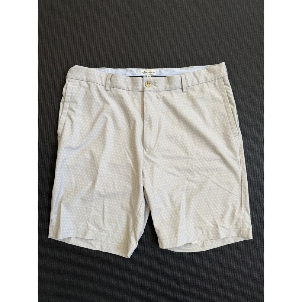 Peter Millar Salem Performance Golf Shorts Men Skull Print Grey 35